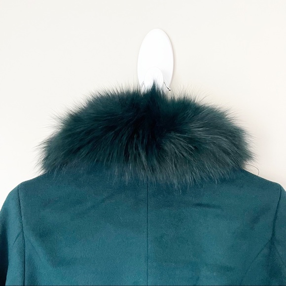 Andrew Marc Wool Blend Genuine Dyed Fox Fur Collar Coat Forest Green 4 NWT - Picture 12 of 16